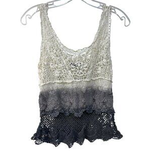 American Eagle Shirt Small Sleeveless Tank Sheer Crochet Pullover Ombre Beach